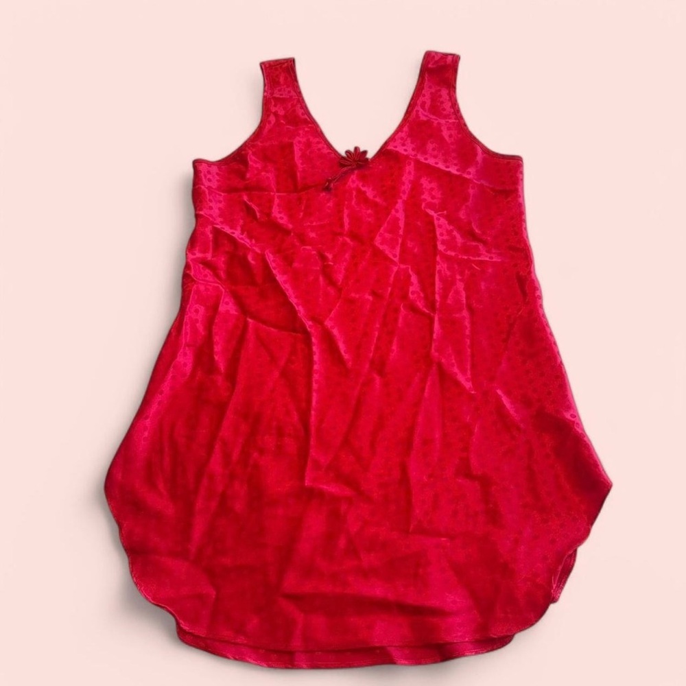 Vtg Red Satin Nightgown Medium Nightie Slip Nightgown Sexy Lingerie Chemise